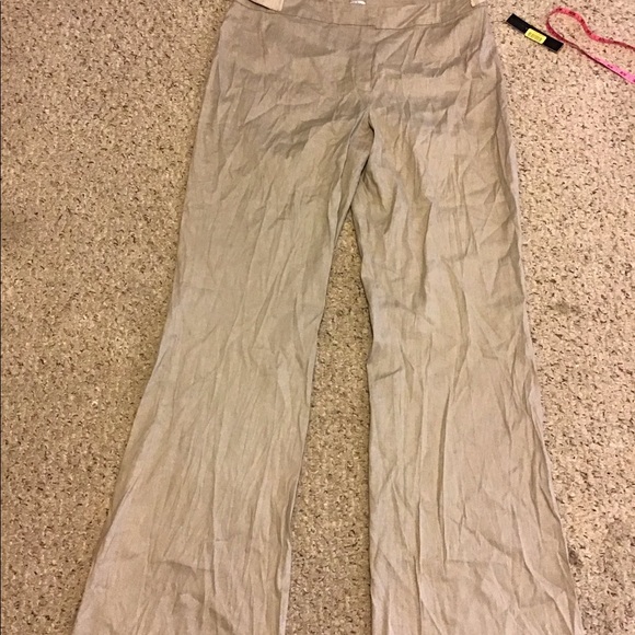 TAHARI THE HAZEL LINEN BLEND TROUSER PANTS IN SAND DUNE SZ 12 UNLINED - Picture 5 of 8